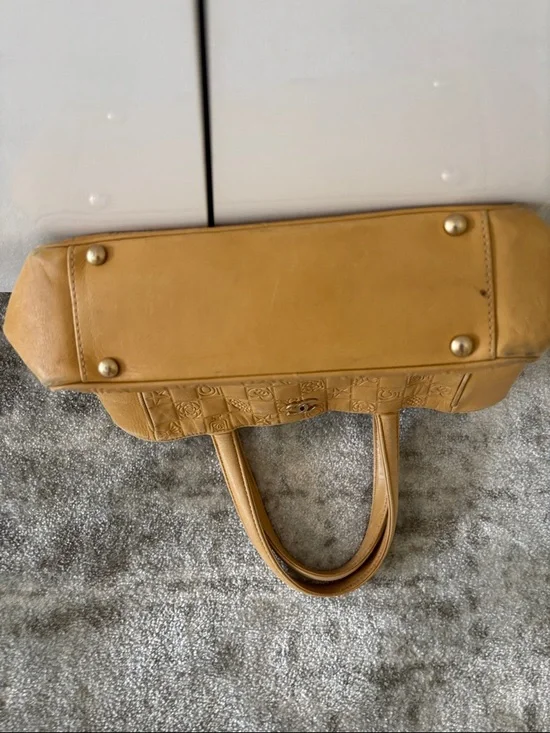 CHANEL Camel Embossed Checker Tote - Picture 8 of 8